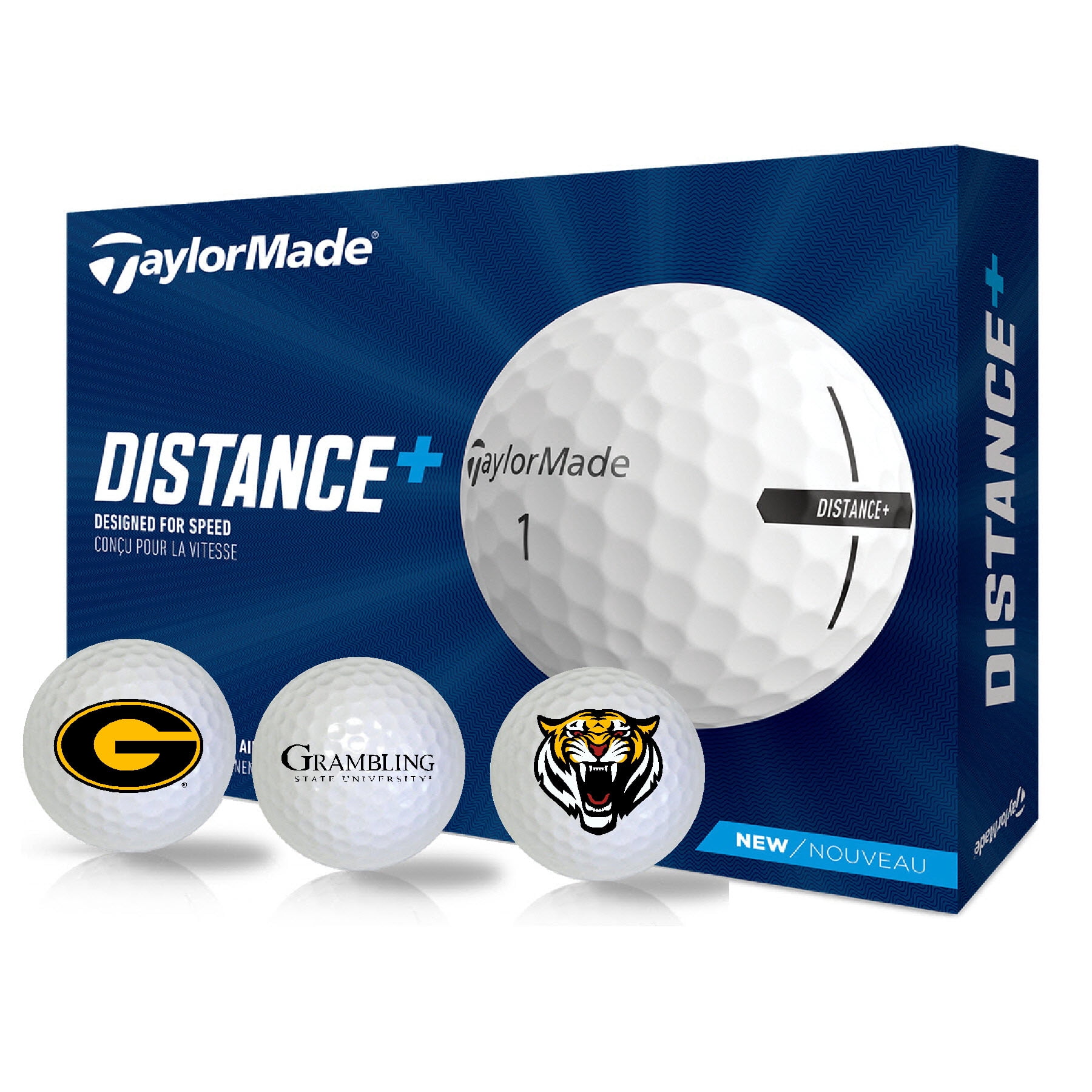 Grambling State University Tigers Logo Edition Officially Licensed NCAA Taylormade Distance+ Golf Balls 12-Pack (Dozen)