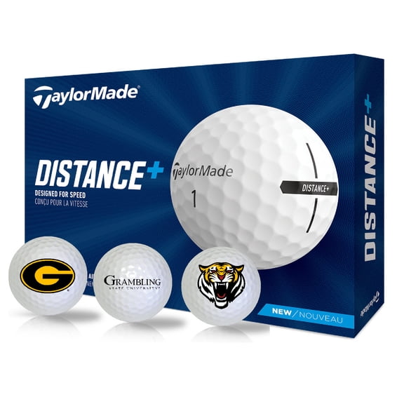Grambling State University Tigers Logo Edition Officially Licensed NCAA Taylormade Distance+ Golf Balls 12-Pack (Dozen)