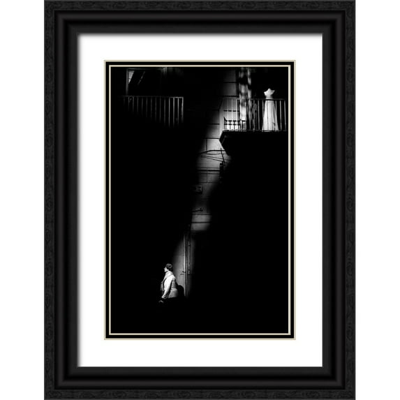 Grambone, Antonio 11x14 Black Ornate Wood Framed with Double Matting Museum Art Print Titled - Napoli Street_1