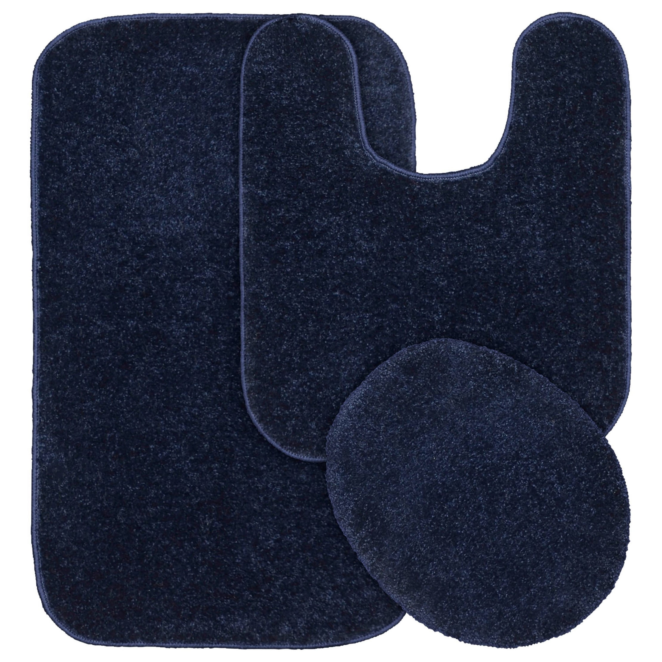 Gramercy 3pc Washable Bathroom Rug Set Navy - Non-Skid, Tufted ...