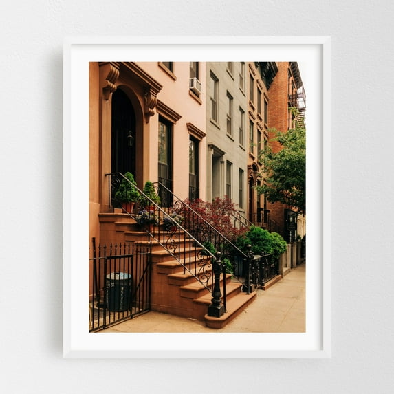 Gramercy Park Residential 01 - Manhattan New York Photography Architecture Cityscape Street Photography Vintage Travel Poster Scenic White Framed Wall Art Print 11 x 14 inches