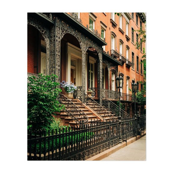 Gramercy Park Residential 07 - Manhattan New York Photography Architecture Vintage City Street Photography Floral Unframed Wall Art Print 36 x 48 inches