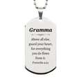 thumbnail image 1 of Gramma Engraved Silver Dog Tag - Guard Your Heart Proverbs 4:23 - Inspirational Gift for Birthday, Christmas, Veterans Day and More, 1 of 3