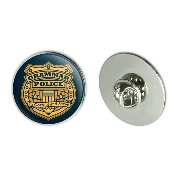 Grammar Police Badge Funny Metal 1.1" Tie Tack Hat Lapel Pin Pinback