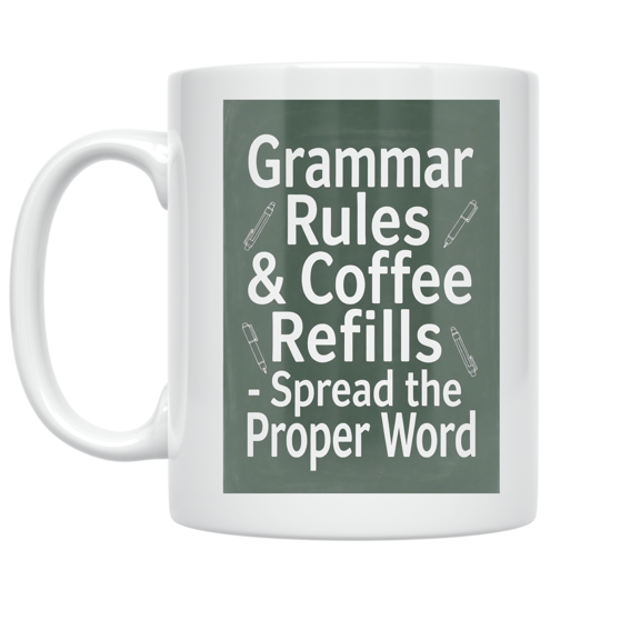 Grammar Rules and Coffee Refills - Writer Enthusiast - 11 oz Ceramic Coffee Mug