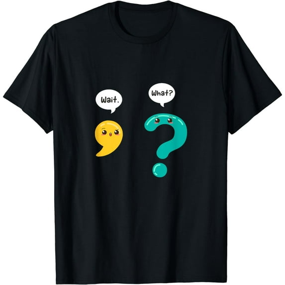 Grammar Wait What? Comma Question Mark Punctuation Kawaii T-Shirt