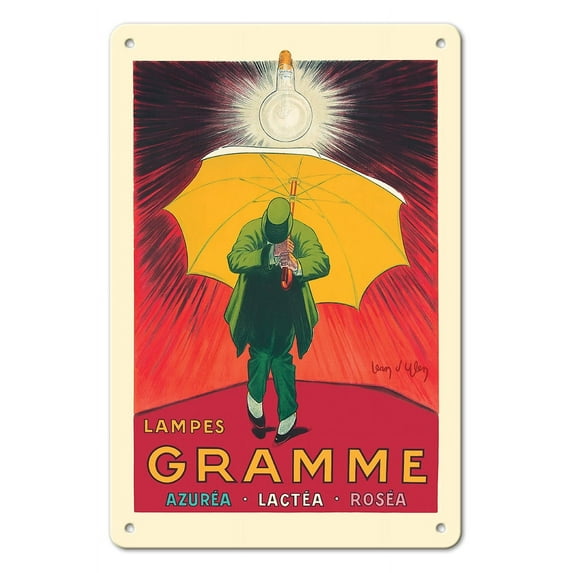 Gramme Lamps (Lampes) - Vintage French Advertising Poster by Jean d'Ylen c.1924 - 8 x 12 inch Vintage Metal Tin Sign