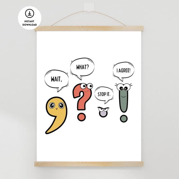 Grammer Poster, Grammar Classroom Poster, Punctuation Poster, Grammar Teacher, English Teacher, English Classroom Poster, Reading Poster, Unframed Paper Poster 8x10in