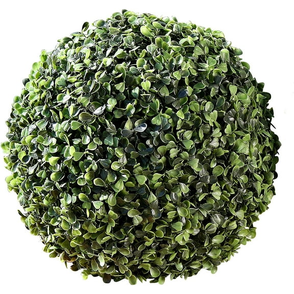 Grammercy Box Wood Ball, 13 inch, Lush Green, Bowl Filler Greenery Globe, Faux Boxwood Leaves, High Quality Reproduction, Plastic