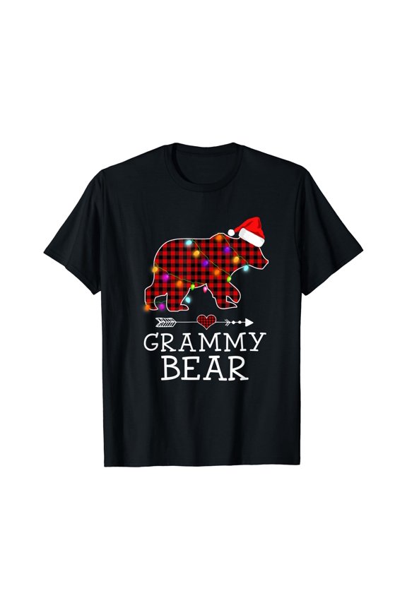 Grammy Bear Christmas Pajama Red Plaid Buffalo Family T-Shirt, Unisex T-Shirt