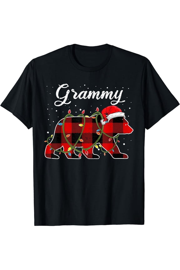 Grammy Bear Shirt, Red Buffalo Plaid Grandma Bear Pajama T-Shirt, Unisex T-Shirt