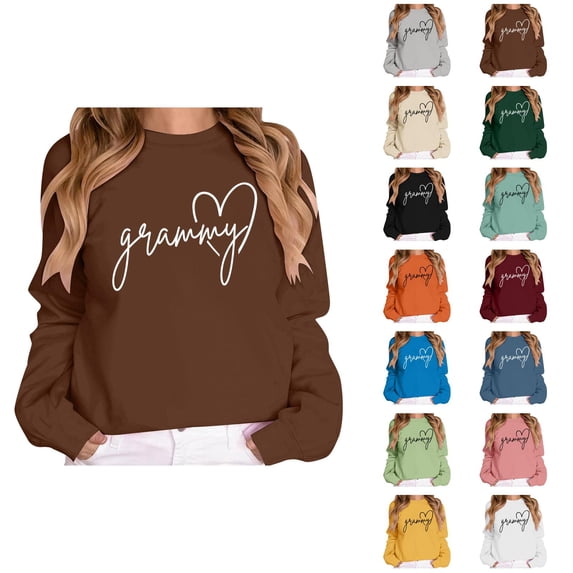 Grammy Crewneck Sweatshirt for Women 2026 Trendy Casual Grandma Graphic Sweatshirts Womens Pullover Top