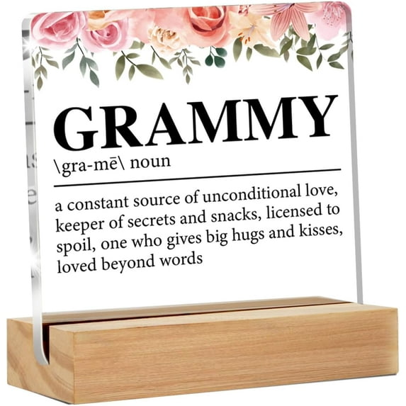 Grammy Gifts From Granddaughter Grandson, Gifts for Grandma Birthday Christmas Mother's Day, Grammy Definition Clear Acrylic Desk Decorative Sign for Home Bedroom Decor, 4x4 Inch