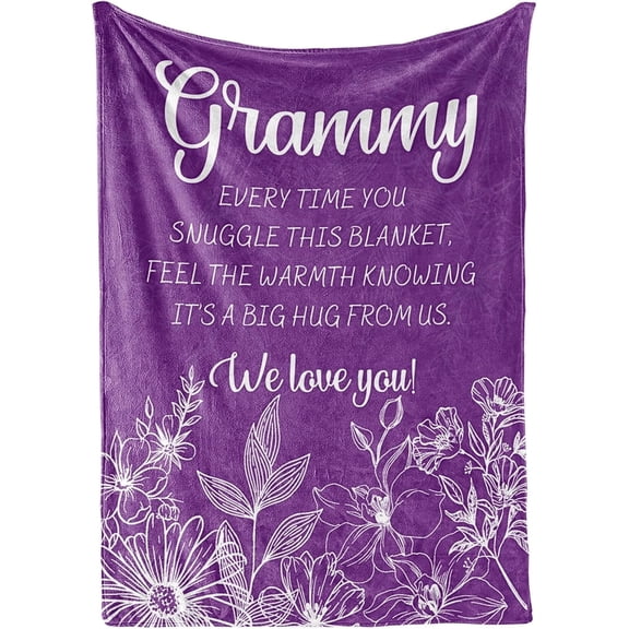 Grammy Gifts, Grandma Gifts for Grammy, Flannel Throw Blankets on Mother's Day, Christmas, Birthday, 50" x 65", Blue Flowers