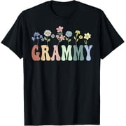 Grammy Gifts Women Wildflower Floral Design Grammy T-ShirtMen and women, Black T-shirt, size Extra large