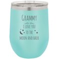 thumbnail image 1 of Grammy - I Love you to the moon and back Stainless Steel Engraved Insulated 12 oz Double-Walled Wine Tumbler with Clear Plastic Lid, Teal, 1 of 2