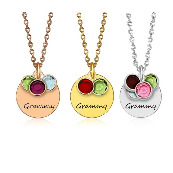 Grammy Necklace Custom Grammy Gifts Mothers Day Necklace from Grandkids With Grandkids Birth Month Birthstones - Personalized Grandma Jewelry with Custom Birth Stone Charms - Mother's Day Gifts