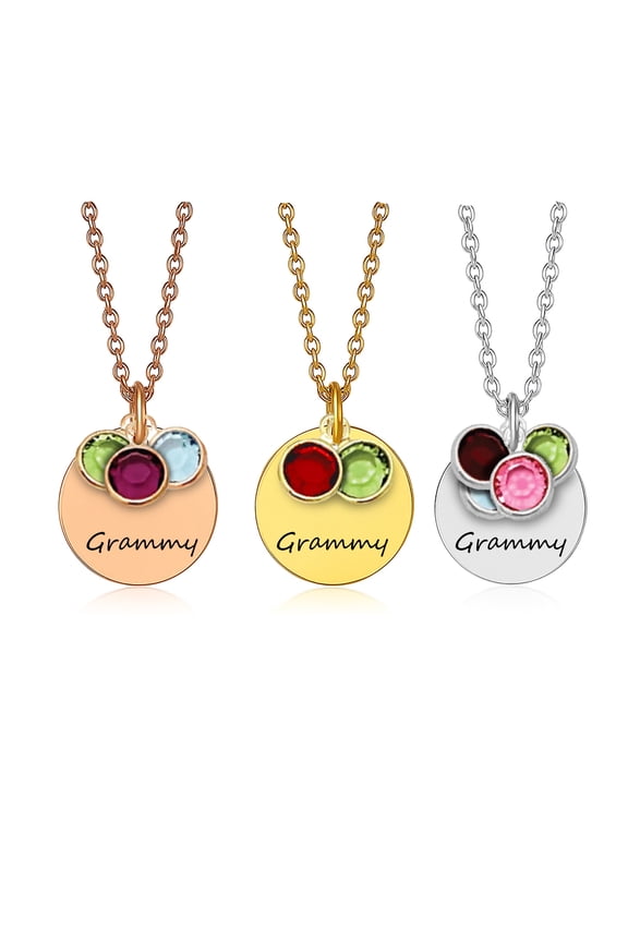 Grammy Necklace Custom Grammy Gifts Mothers Day Necklace from Grandkids With Grandkids Birth Month Birthstones - Personalized Grandma Jewelry with Custom Birth Stone Charms - Mother's Day Gifts
