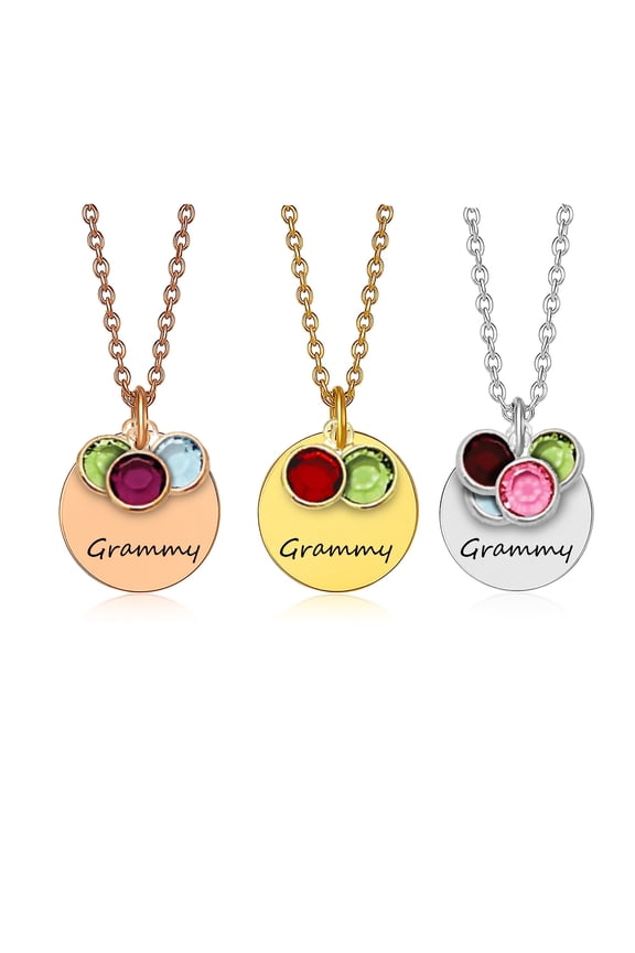 Grammy Necklace Personalized With Grandkids Birth Month Birthstones - Grammy Gifts from Grandkids - Custom Grandma Jewelry with Custom Birth Stone Charms Handmade Jewelry - Mother's Day Gifts