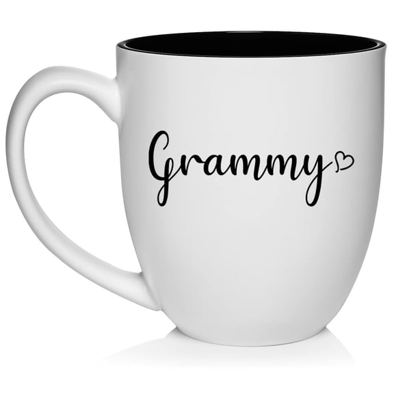 Grammy With Heart Ceramic Coffee Mug Tea Cup Gift for Her, Sister, Women, Grandparents Day, Family, Friend, Pregnancy Announcement, Mothers Day, Grandma, Grandmother, Mom, Cute (16oz White)