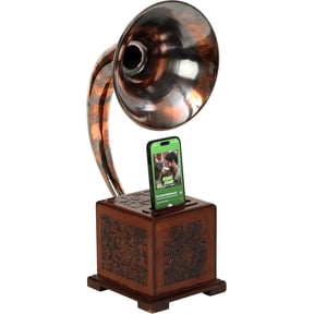 Gramophone Speaker, Acoustic Smart Phone Speaker, Amplifier, Stand Phone Dock Black Finish (Brown-3)