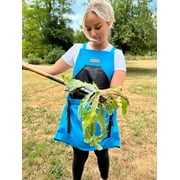 Grampa's Garden Apron - Blue Cross Back Gardening Apron With Pockets For Women & Men | Harvest Apron with Large Kangaroo Pouch | Great Gardening Gift