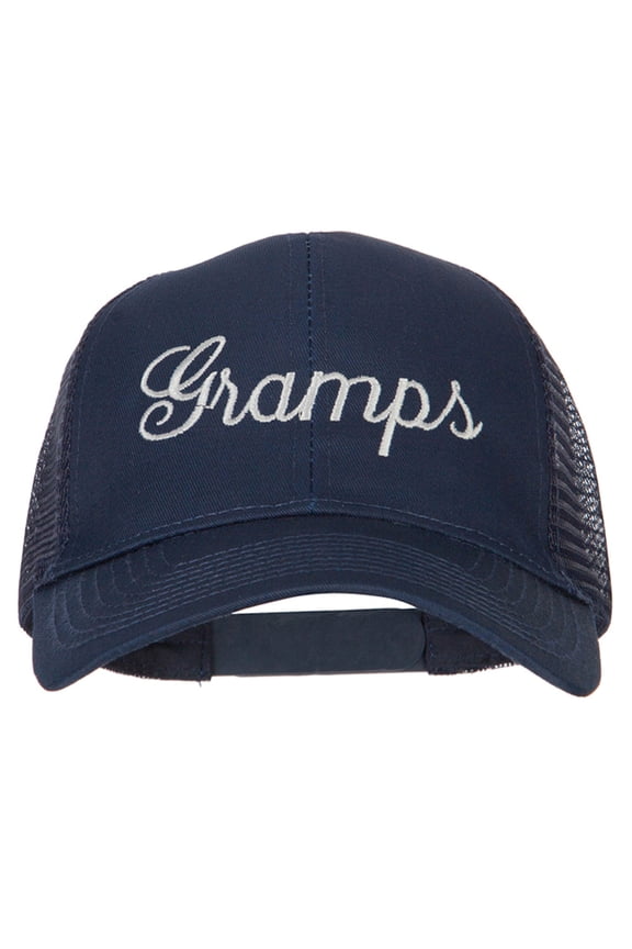 Gramps Embroidered Solid Cotton Mesh Pro Cap - Navy OSFM