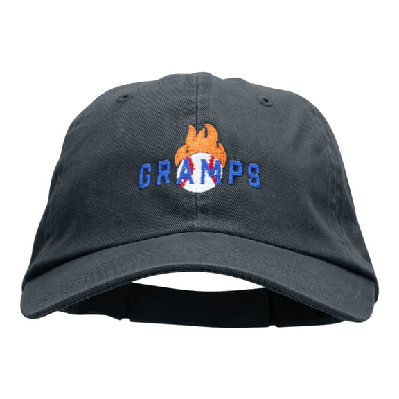 Gramps Flaming Baseball Embroidered Low Profile Dyed Cotton Twill Cap - Navy OSFM