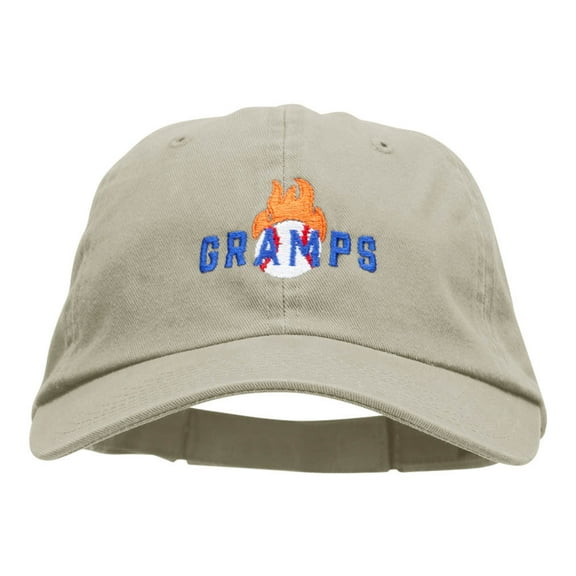 Gramps Flaming Baseball Embroidered Low Profile Dyed Cotton Twill Cap - Putty OSFM