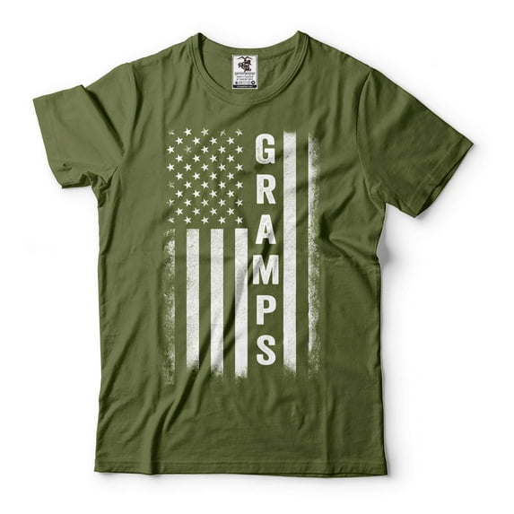 Gramps Patriotic Flag Tee Gramps USA Flag Shirt Grandpa Shirts Grandfather Grandpa Patriotic Shirt (Medium Military Green)