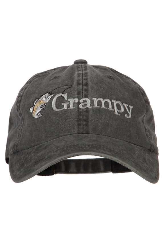 Grampy Embroidered Washed Cotton Twill Cap - Black OSFM