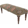 thumbnail image 1 of Mark&Day Bedroom Bench, Gran Dark Green Upholstered End of Bed Ottoman Benches, Rustic Boho Entryway Footrest Stool Seat, Handmade Accent Furniture for Living Room - Dining Room, 1 of 7