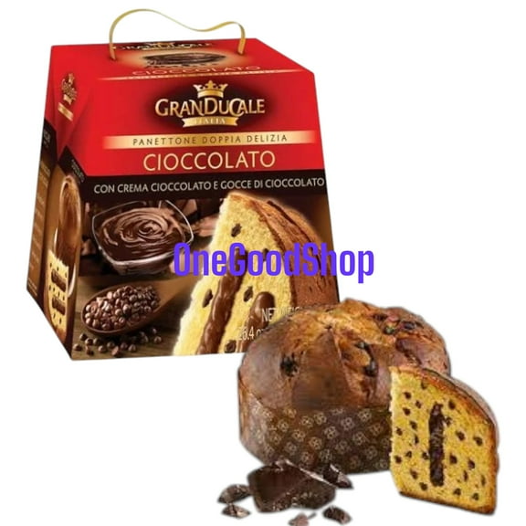 Gran Ducale Doppia Delizia Chocolate Panettone 750g/26.4oz - Panettone with Chocolate Cream and Chocolate chip pieces