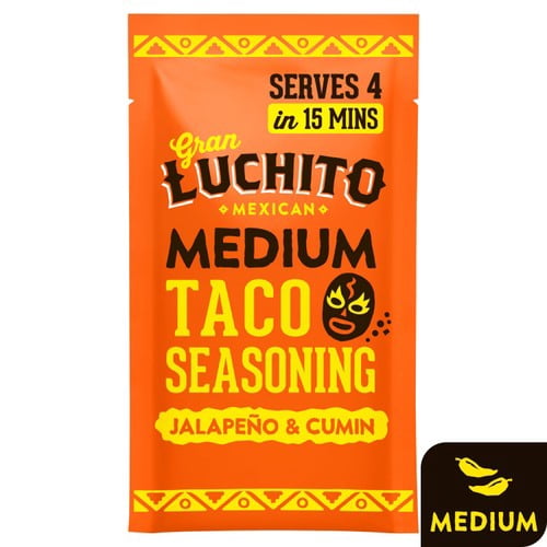 Gran Luchito 'Medium' Jalapeno & Cumin Fajita & Taco Seasoning Mix 28g, British Import (Pack of 2)