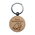 thumbnail image 1 of Gran Vocabulario Spanish Great Vocabulary Armadillo Engraved Wood Round Keychain Tag Charm, 1 of 6