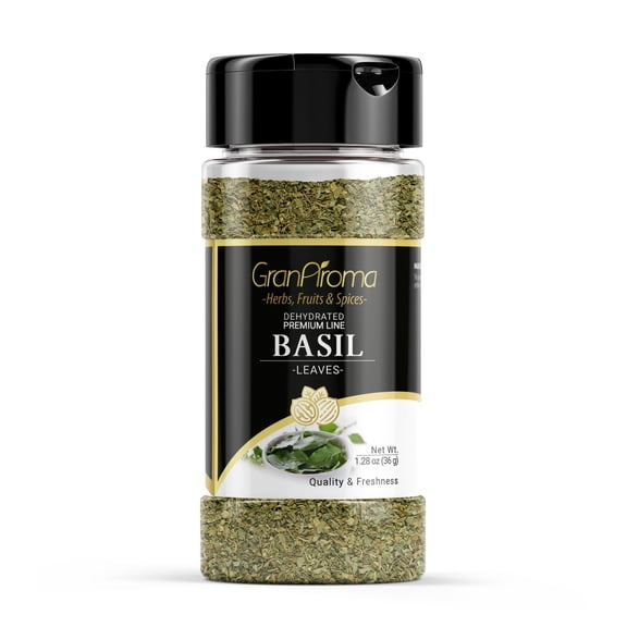 GranAroma, Basil Leaves, Dried, Cut & Sifted, 1.28 Oz