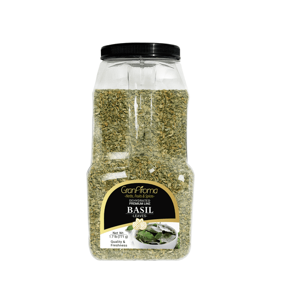 GranAroma, Basil Leaves, Dried, Cut & Sifted, 1.7 Lb