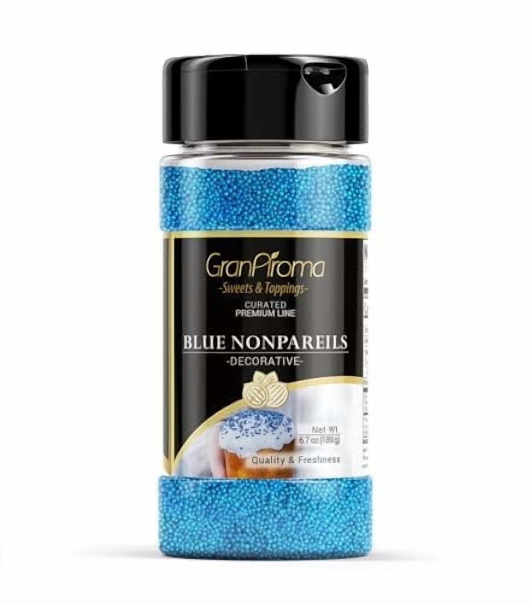GranAroma Blue Nonpareils, Decorative Sprinkles, Cakes & Cookies, Bakery Staple 6.7 Ounce