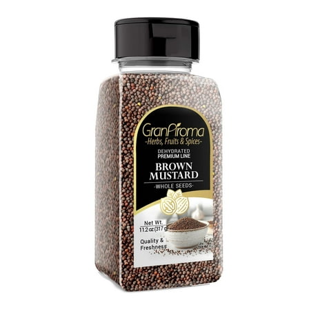 GranAroma Brown Mustard Seeds, 11.2 oz, Strong Flavor, Condiments & Sauces, Versatile Seeds