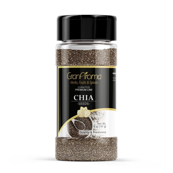 GranAroma Chia Seeds, Garnish & Additive, Versatile Seeds, Slightly Nutty 5 Ounce