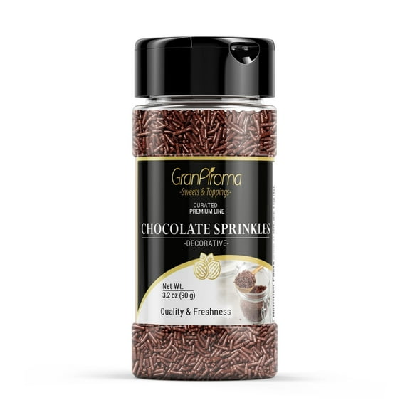 GranAroma Chocolate Sprinkles, 3.2 oz, Decorative, Cakes & Cupcakes