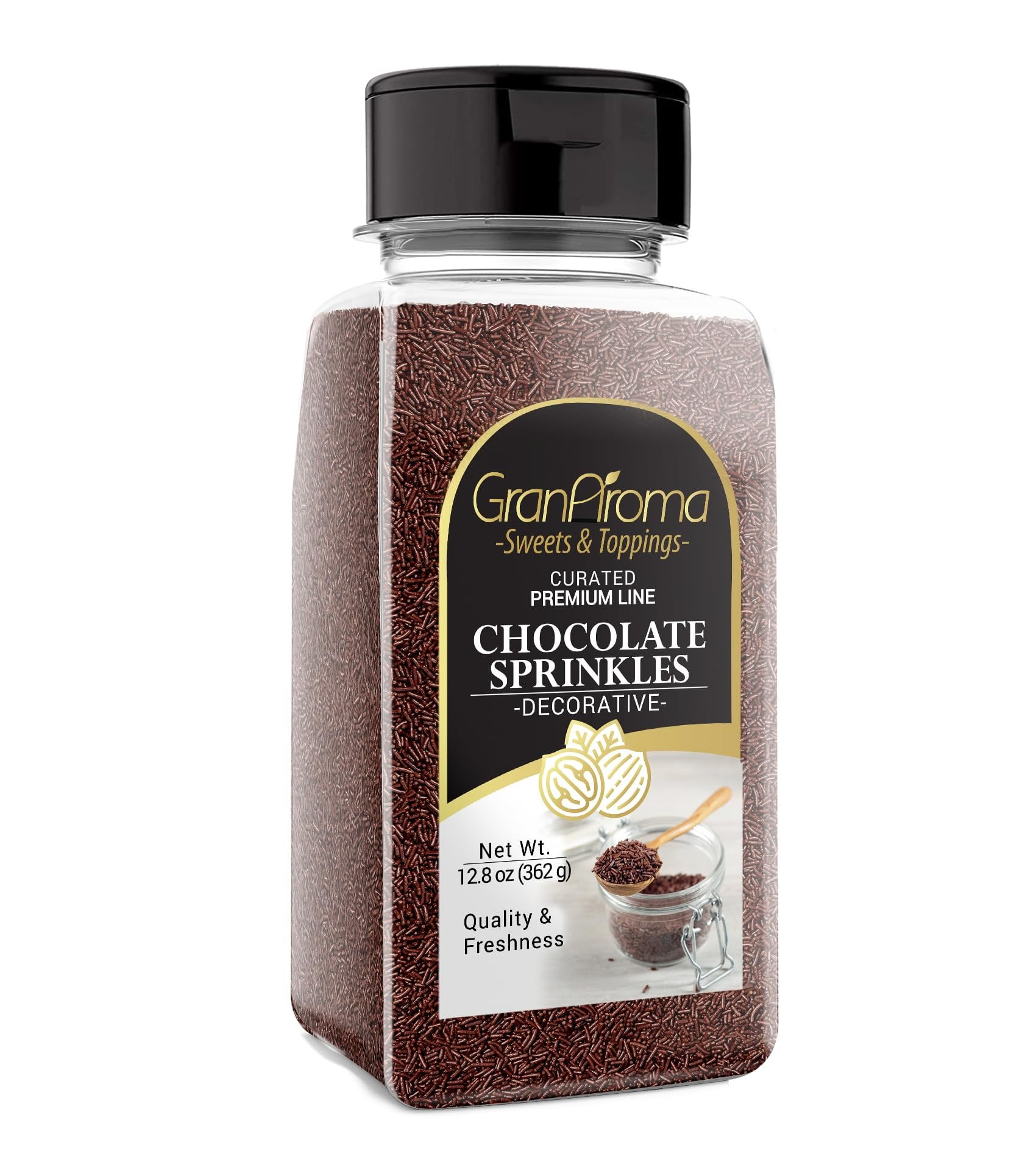 GranAroma Chocolate Sprinkles, Decorative, Cakes & Cupcakes 12.8 Ounce
