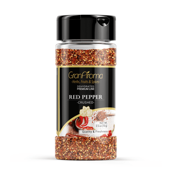 GranAroma Crushed Red Pepper, Dry Rubs & Marinades, Spicy Seasoning, Pizza Topping 2.5 Ounce