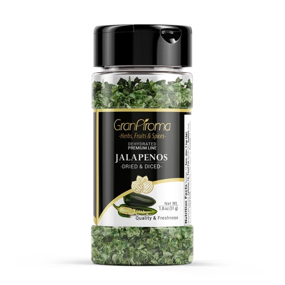 GranAroma Diced Jalapenos, Spicy, Flavorful Peppers for Cooking, Toppings, and Salsas 1.8 Ounce