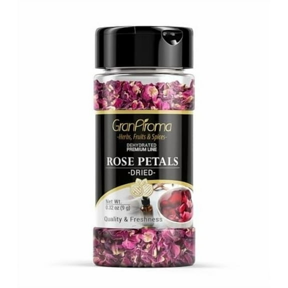 GranAroma Dried Rose Petals, Fresh Aroma, Edible Floral Teas 0.32 Ounce