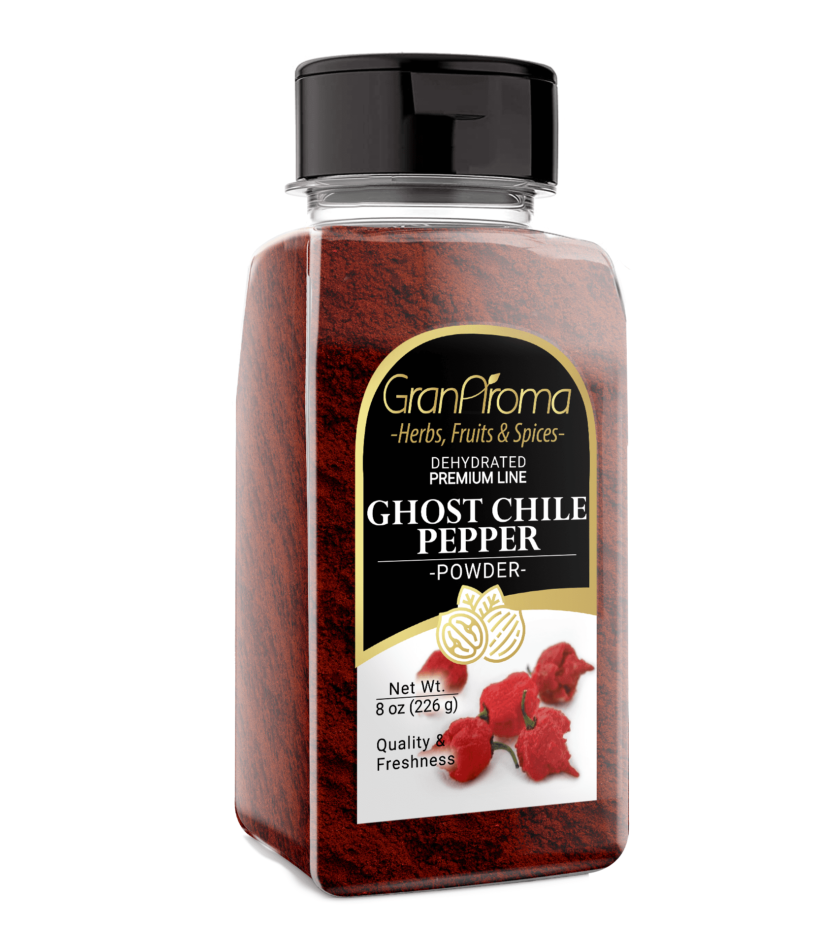 GranAroma Ghost Chile Pepper Powder, 8 oz, Hot & Spicy, Salsas & Soups