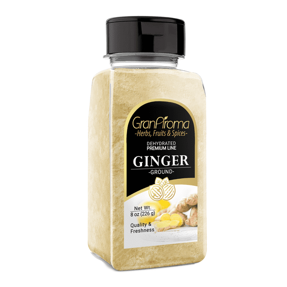 GranAroma Ground Ginger, 8 oz, Pure Root Powder, Indian & Asian Cuisine, Warm Flavor