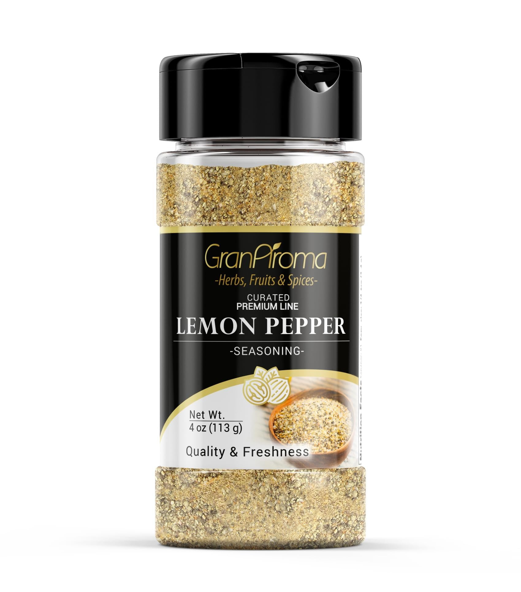 GranAroma Lemon Pepper Seasoning, Versatile Seasoning Blend, Chicken & Steak, Zesty Flavor 4 Ounce