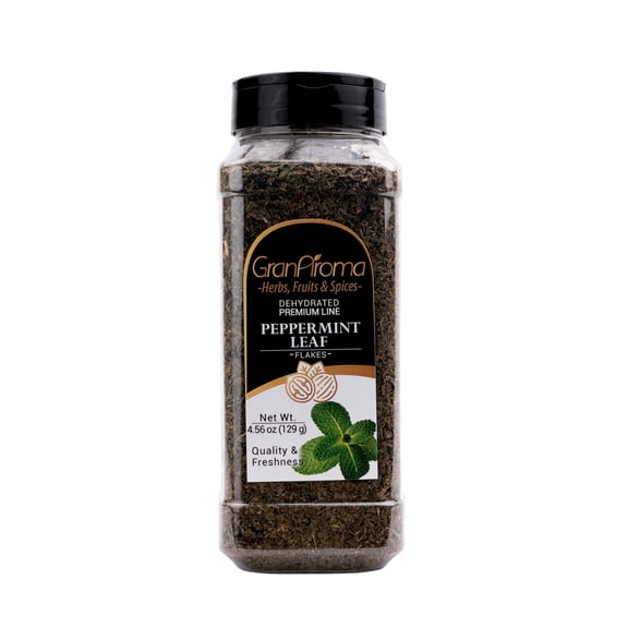 GranAroma Peppermint Leaf Flakes, Aromatic Dried Herb for Tea, Baking, Cooking, DIY Skincare 4.56 Ounce