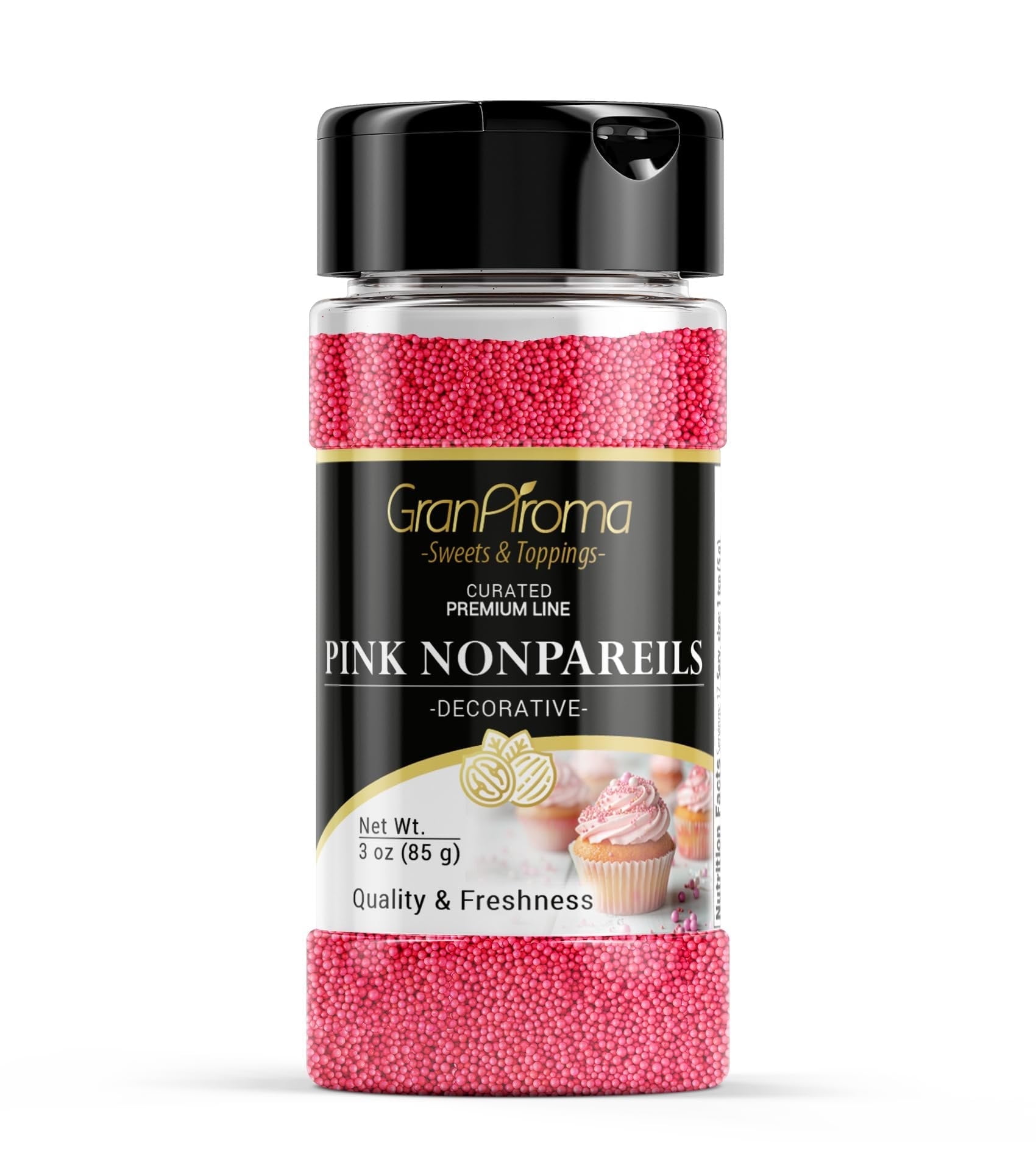 GranAroma Pink Nonpareils, Decorative Sprinkles, Cakes & Cookies, Bakery Staple 3 Ounce